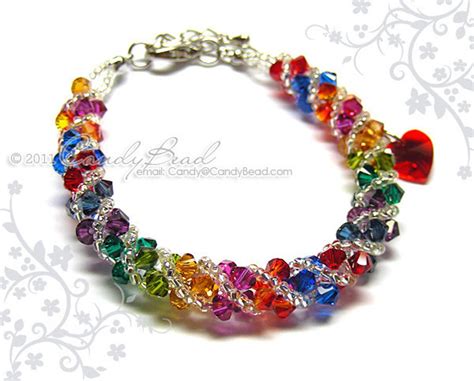 Rainbow Bracelet Crystal Bracelet Swarovski Bracelet Glass Braceletdark Rainbow Twisty Swarovski ...