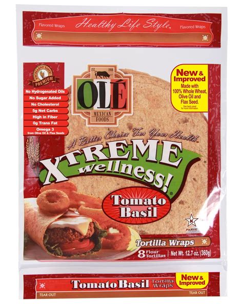 OLE Mexican Foods Xtreme Wellness! Tomato Basil Wraps 8" Tortillas, 8 ...