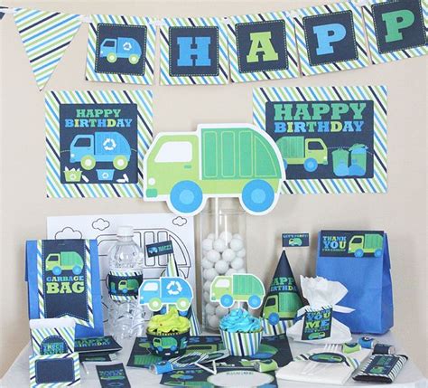 Garbage Truck DIY Printable Party Package | Garbage truck party, Truck ...