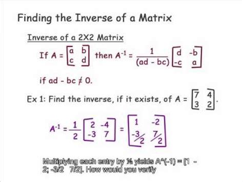 Inverse of a 2X2 Matrix - YouTube