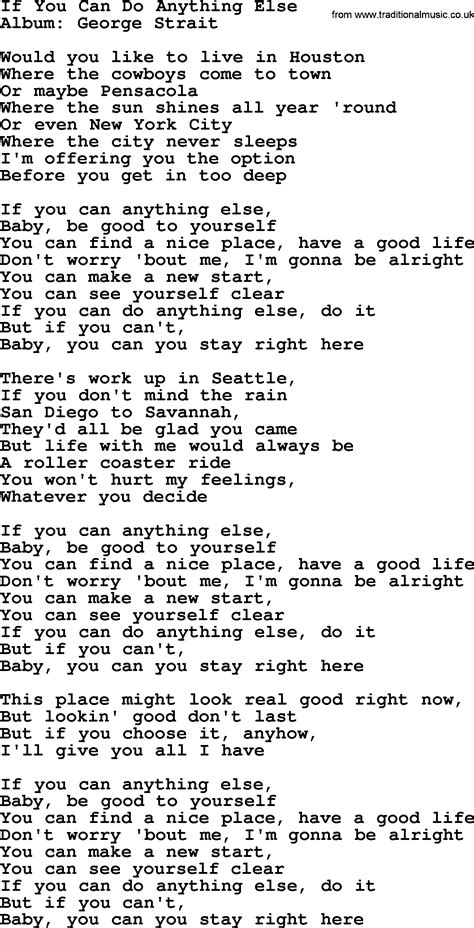 If You Can Do Anything Else, by George Strait - lyrics