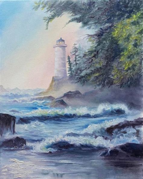 Enduring Beacon Lighthouse (16″ x 20″) | Oil Painting by Gini Deaton