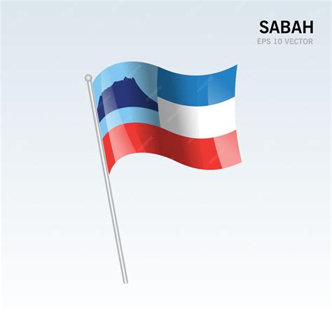 Premium Vector | Waving flag of sabah state and federal territory of ...