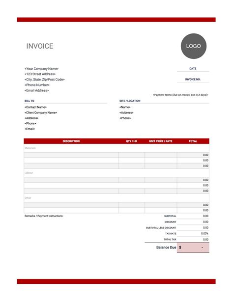 Free Construction Invoice Templates