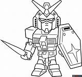 Chibi SD Gundam Coloring Page  Easy Drawing Guides sketch template