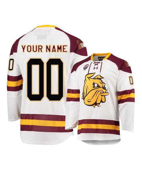 Men's Under Armour Minnesota Duluth Bulldogs White Custom Hockey Jersey