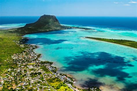 Aerial View of Le Morne Brabant Mountain Which is in the World Heritage List of the UNESCO Stock ...