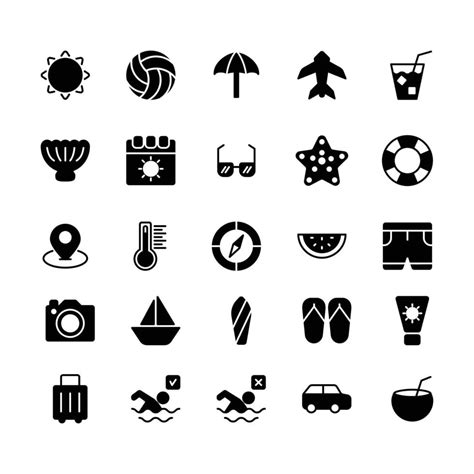 summer icon set 7927387 Vector Art at Vecteezy