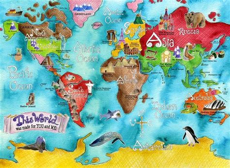 20 Best Collection of World Map Wall Art for Kids