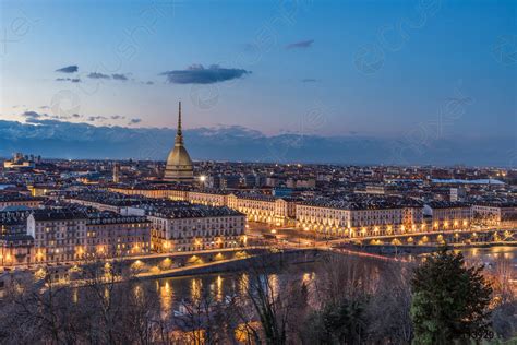 Turin skyline at dusk, Torino, Italy, panorama cityscape with the - stock photo 113920 | Crushpixel