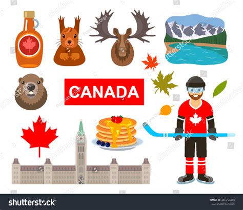 Traditional Symbols Canada Cartoon Style Attractions: เวกเตอร์สต็อก ...