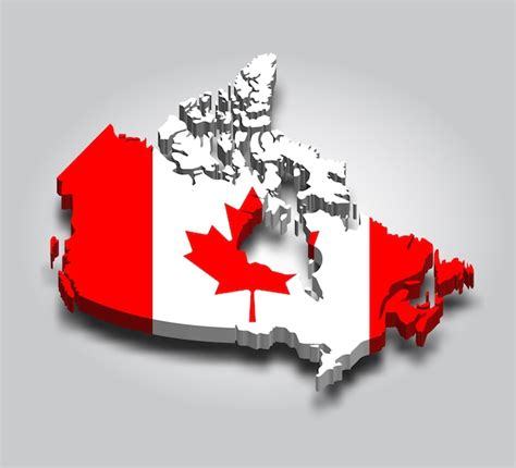 Premium Vector | Canada 3d map with flag