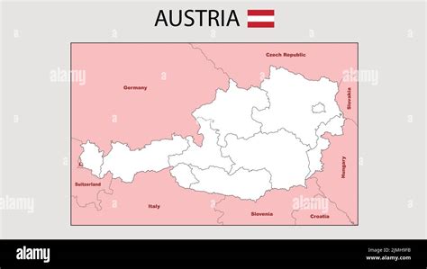 Austria Map. Political map of Austria. Italy Map with neighboring countries and borders Stock ...