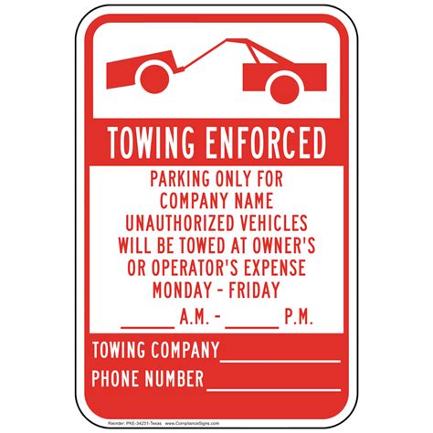 Vertical Sign - Custom - Towing Enforced