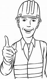 Whiteboard Drawing  Smiling Construction Worker Stock Vector sketch template