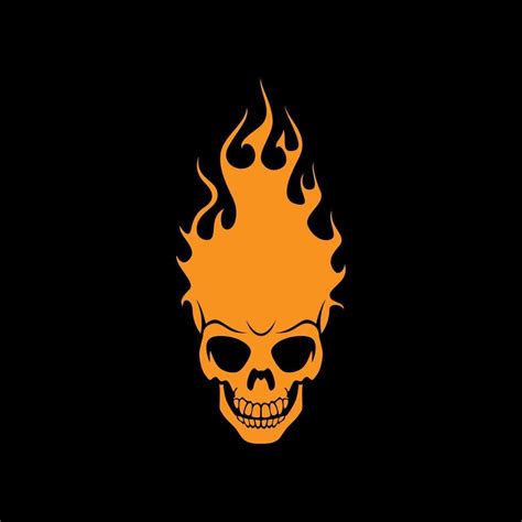 Horror Skull Skeleton Skull Fire Flame Logo Design Vector Skull Fire ...