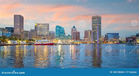 Baltimore City Downtown Skyline USA Stock Photo - Image of scenic, dusk ...