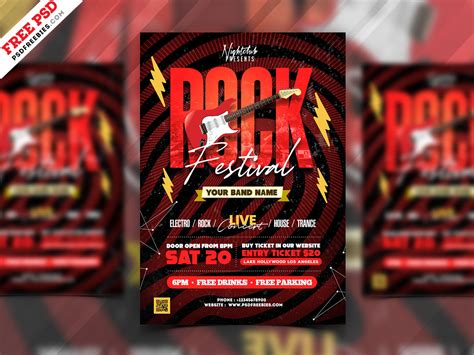 Rock Music Event Festival Poster Flyer Design PSD | PSDFreebies.com