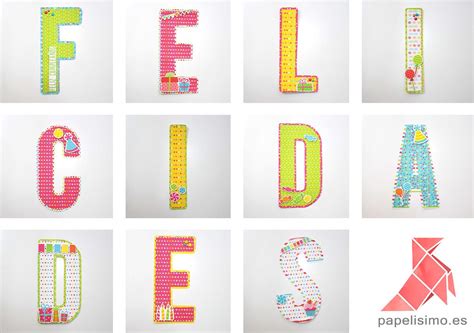 Guirnalda de cumpleaños (con letras para recortar) - Papelisimo | Letras para recortar ...