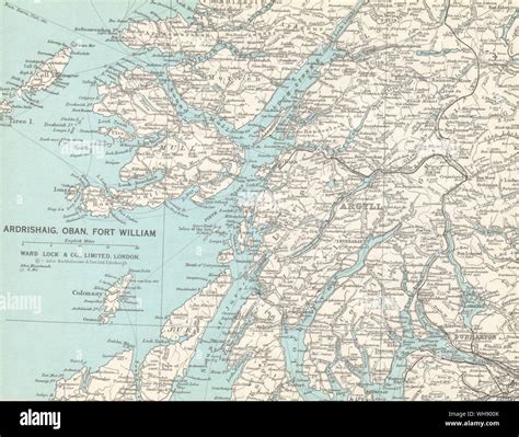 NORTH WEST SCOTLAND Ardrishaig Oban Fort William Argyll Jura. WARD LOCK 1970 map Stock Photo - Alamy