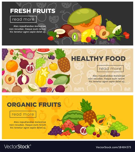 Fresh farm fruits berries healthy organic food Vector Image