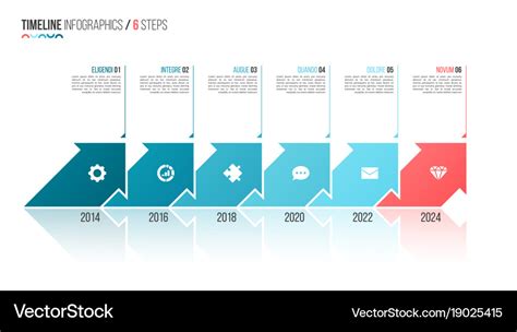 Arrows shaped timeline infographic template 6 Vector Image