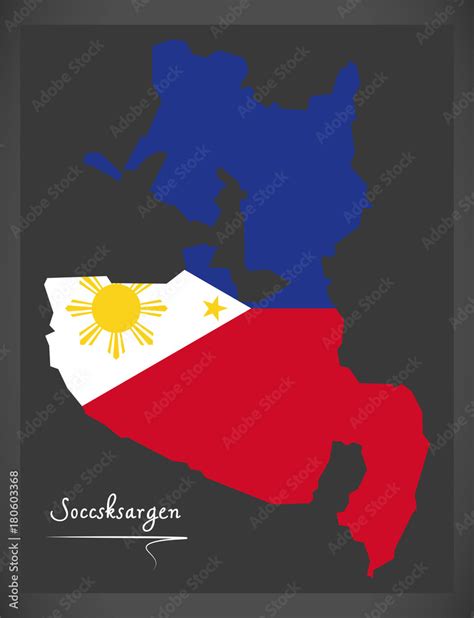 Soccsksargen map of the Philippines with Philippine national flag ...