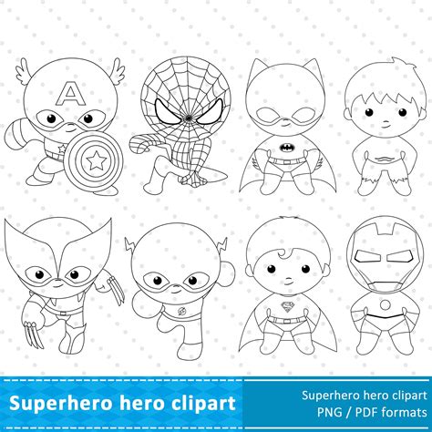 Superheroes Black and White Cliparts Superheroes Coloring Superheroes ...