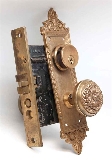 Antique Romanesque Lockwood Entry Door Lock Set | Olde Good Things