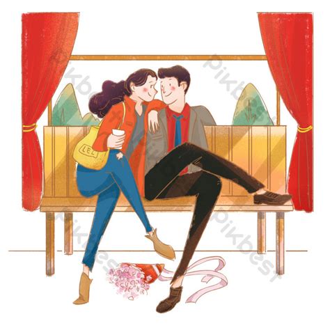 valentine's day couple drawing illustration | PNG Images PSD Free Download - Pikbest