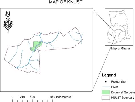 Map of KNUST indicating Project site. | Download Scientific Diagram