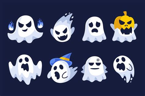 Collection of Halloween Ghost Flat Design