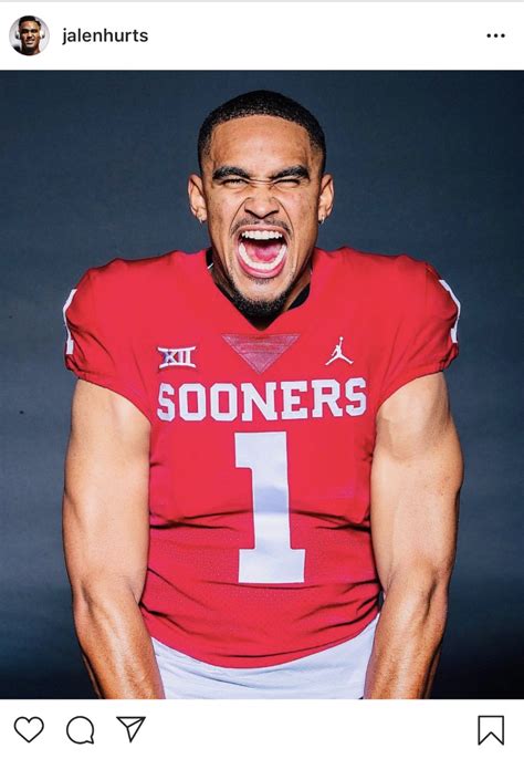 Jalen Hurts shares photo wearing No. 1 Oklahoma jersey