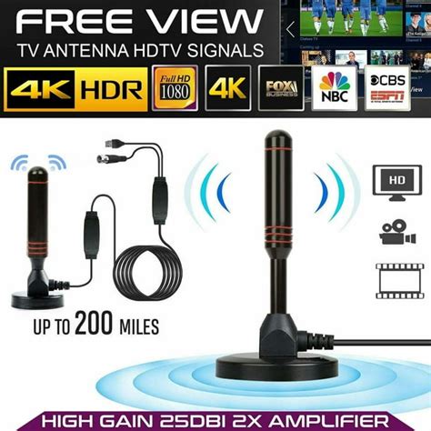 1080P HD Digital Indoor Amplified TV Antenna HDTV with Amplifier VHF/UHF 200Mile - Walmart.com ...