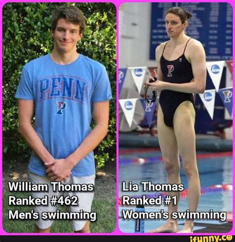 As William Thomas Lia Thomas Ranked #462 Ranked #1 Men's swimming Women ...