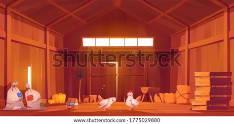 Barn Interior Chicken Farm House Inside Stock Vector (Royalty Free ...