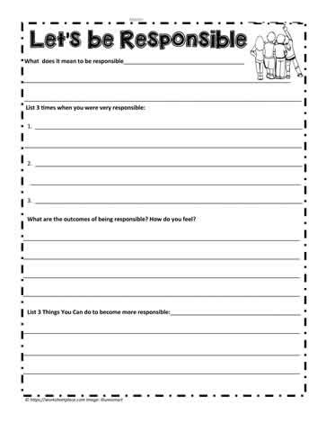 Responsibility Worksheet Worksheets