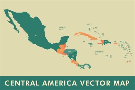 Central America & Caribbean Map | Illustration artwork inspiration, Illustration artwork ...