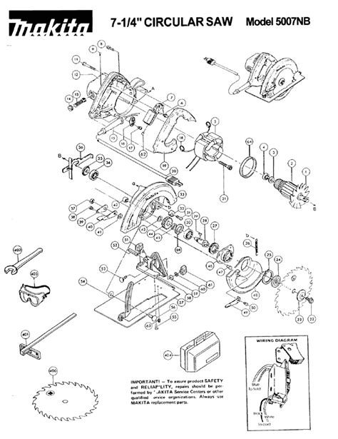 Makita 5007NB Parts List | Makita 5007NB Repair Parts | OEM Parts with Schematic Diagram