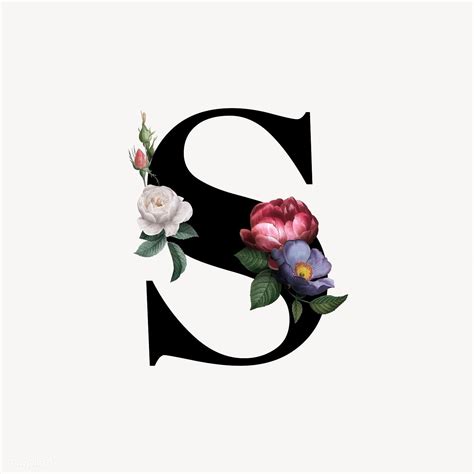 Classic and elegant floral alphabet font letter S vector | free image by rawpixel.com / manotang ...