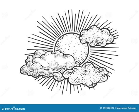 Sun and Clouds Sketch Vector Illustration Stock Vector - Illustration of apparel, black: 192526972