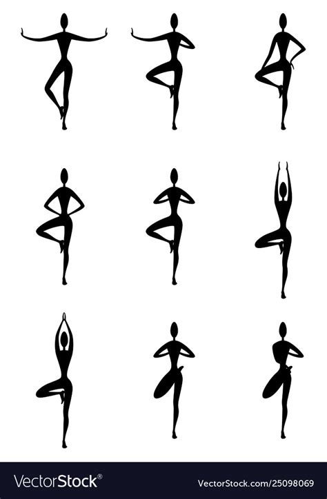 Yoga tree pose variations set Royalty Free Vector Image