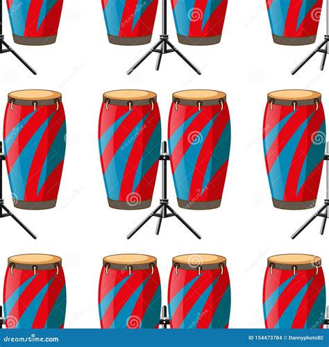 Seamless Pattern Tile Cartoon with Bongo Drums Stock Vector ...