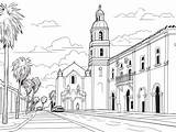 Classic California Mission Coloring Sheet  Page sketch template