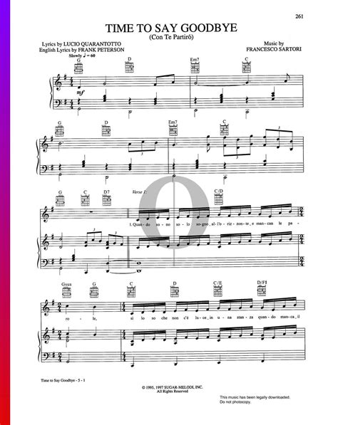 Time To Say Goodbye - Piano Sheet Music | Sheet music, Piano sheet music, Piano music