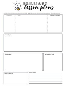 Lesson Plans & Reflection Sheet Template by Alysia Van Sickle | TpT