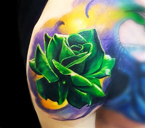 Green Rose tattoo by Vasilii Suvorov | Photo 20609