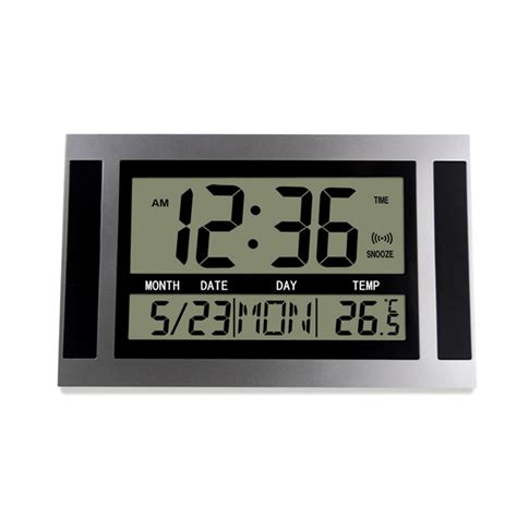 Digital Wall Clock LCD Large Number Time Temperature Calendar Alarm ...