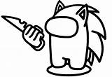 Among Us Sonic Holds A Knife Coloring Page  Free Printable Pages sketch template