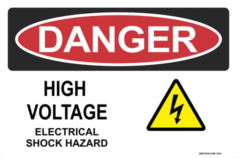 Danger: High Voltage - Electrical Shock Hazard (Symbol) - FAST PRODUCTION! SHIPS WITHIN 48 HOURS!